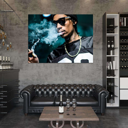 Wiz Khalifa Portrait Smoke Sunglasses Rap Hip Hop Wall Art Print Poster