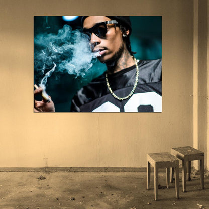 Wiz Khalifa Portrait Smoke Sunglasses Rap Hip Hop Wall Art Print Poster