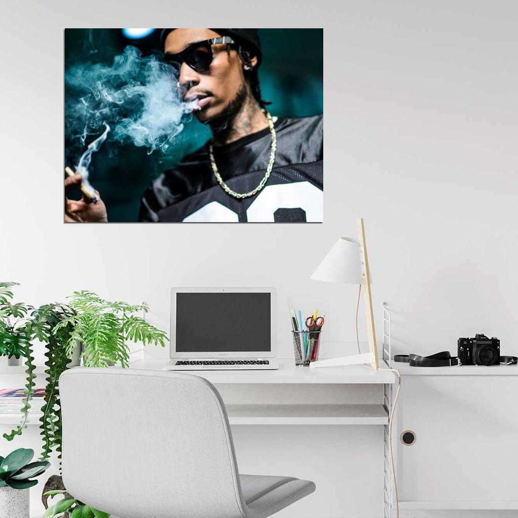 Wiz Khalifa Portrait Smoke Sunglasses Rap Hip Hop Wall Art Print Poster