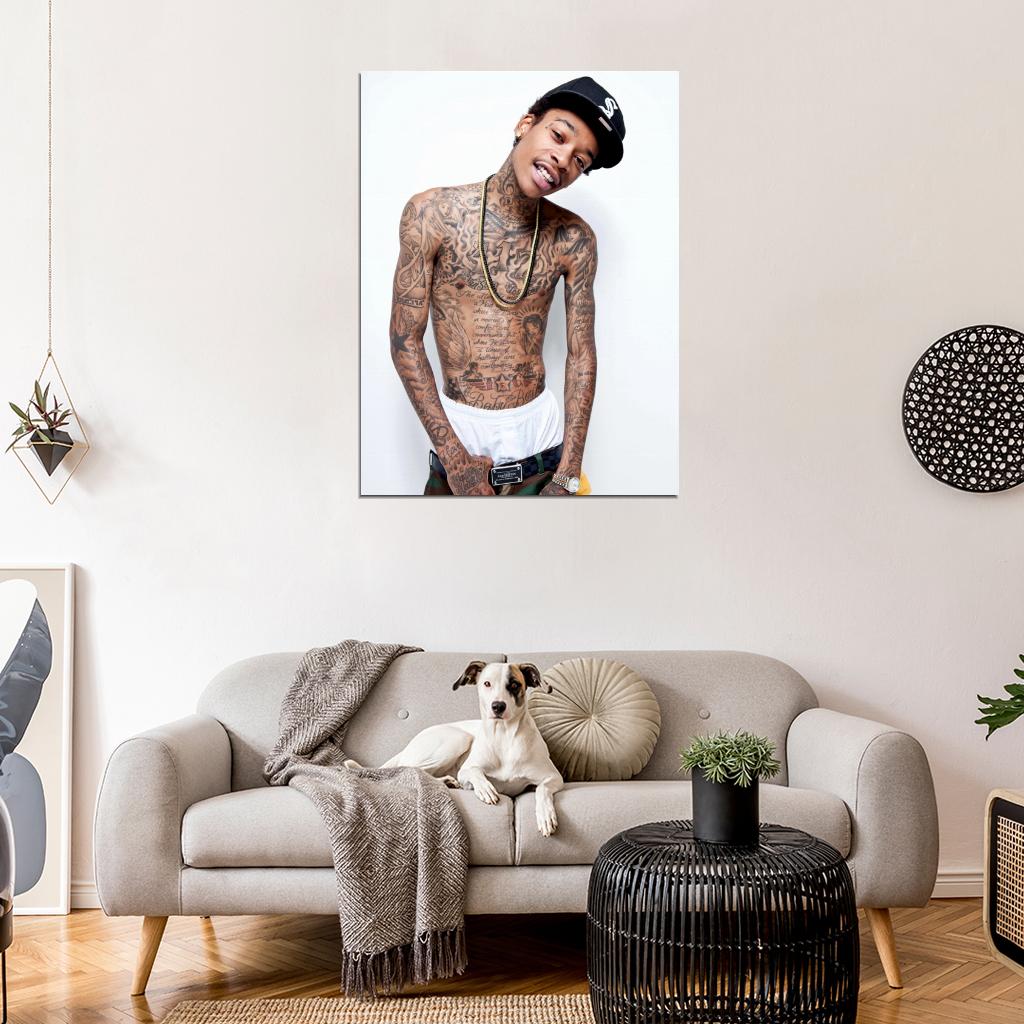 Wiz Khalifa Tattoos Shirtless Rap Hip Hop Music Singer Wall Art Print Poster