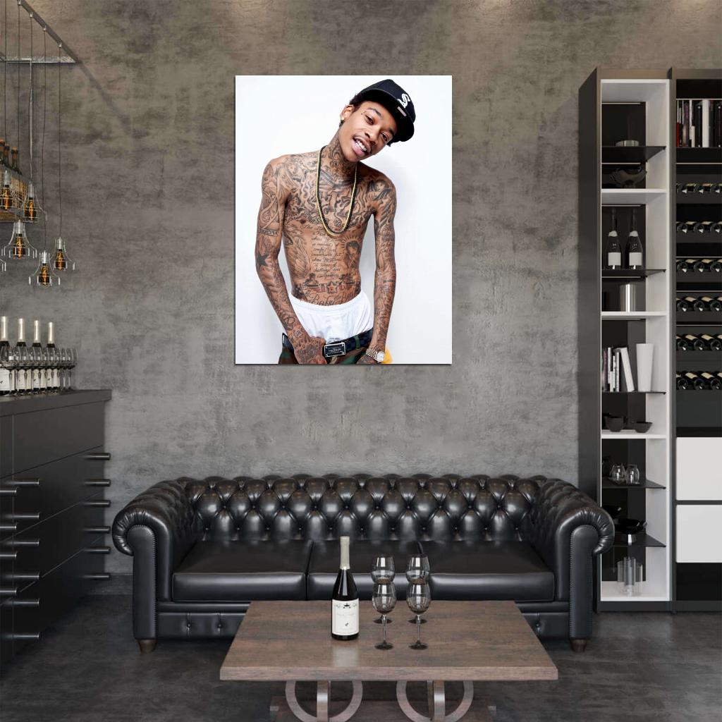 Wiz Khalifa Tattoos Shirtless Rap Hip Hop Music Singer Wall Art Print Poster