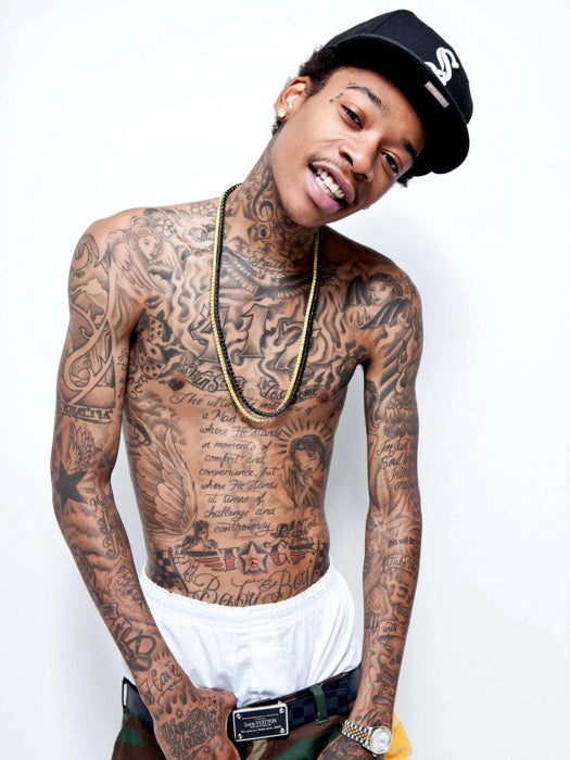 Wiz Khalifa Tattoos Shirtless Rap Hip Hop Music Singer Wall Art Print Poster