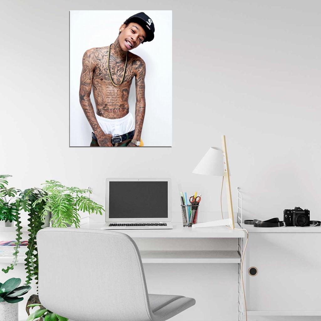 Wiz Khalifa Tattoos Shirtless Rap Hip Hop Music Singer Wall Art Print Poster