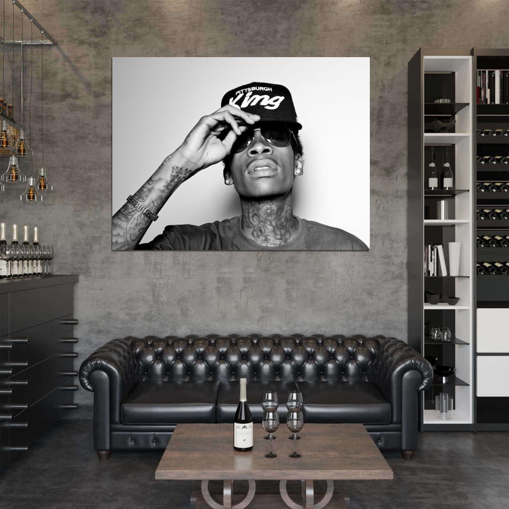 Wiz Khalifa Portrait Sunglasses Tattoos Rap Hip-Hop Wall Art Print Poster