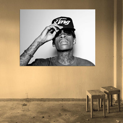 Wiz Khalifa Portrait Sunglasses Tattoos Rap Hip-Hop Wall Art Print Poster