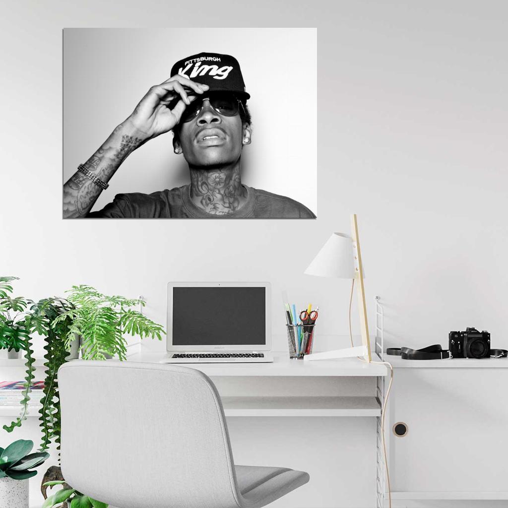 Wiz Khalifa Portrait Sunglasses Tattoos Rap Hip-Hop Wall Art Print Poster