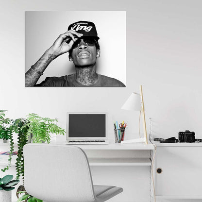 Wiz Khalifa Portrait Sunglasses Tattoos Rap Hip-Hop Wall Art Print Poster