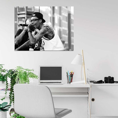 Wiz Khalifa Rare Stage Microphone Rap Hip Hop Singer Wall Art Print Poster
