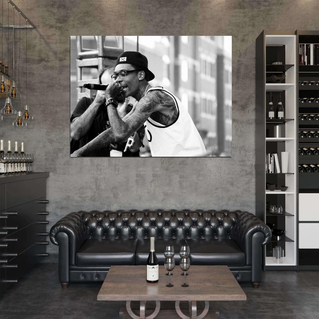 Wiz Khalifa Rare Stage Microphone Rap Hip Hop Singer Wall Art Print Poster
