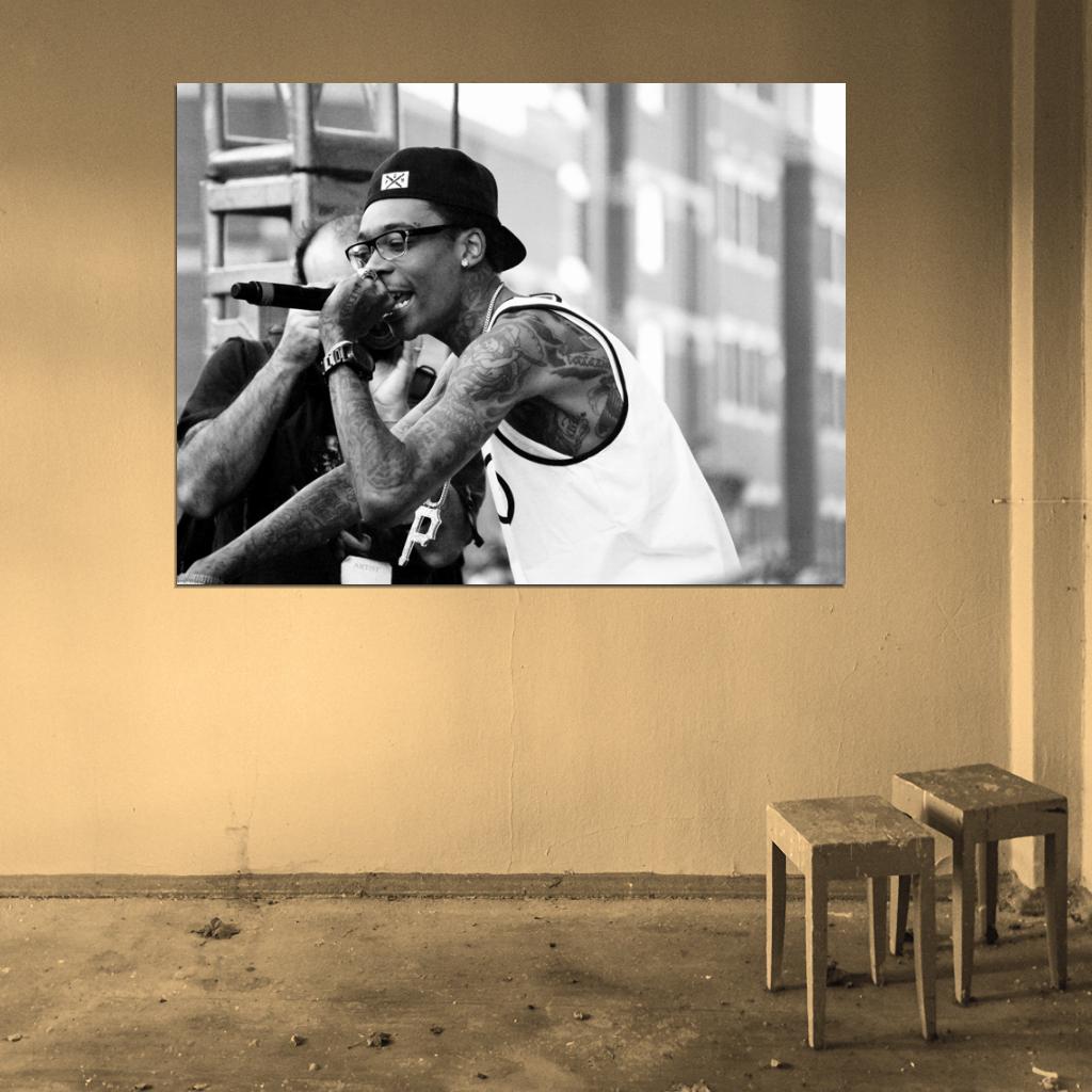 Wiz Khalifa Rare Stage Microphone Rap Hip Hop Singer Wall Art Print Poster