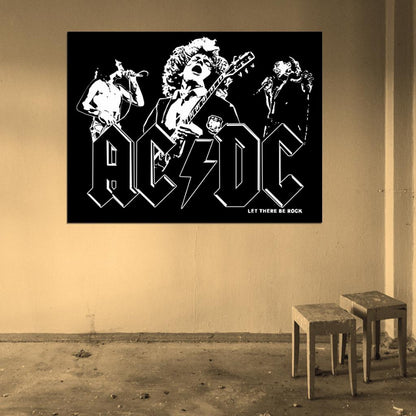 AC DC Awesome BW Art Music Hard Rock Band Wall Art Print Poster