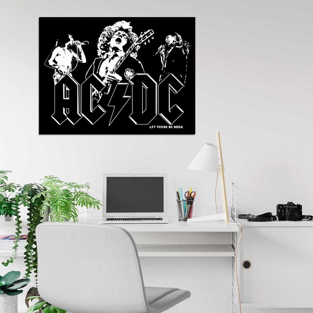 AC DC Awesome BW Art Music Hard Rock Band Wall Art Print Poster