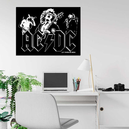 AC DC Awesome BW Art Music Hard Rock Band Wall Art Print Poster