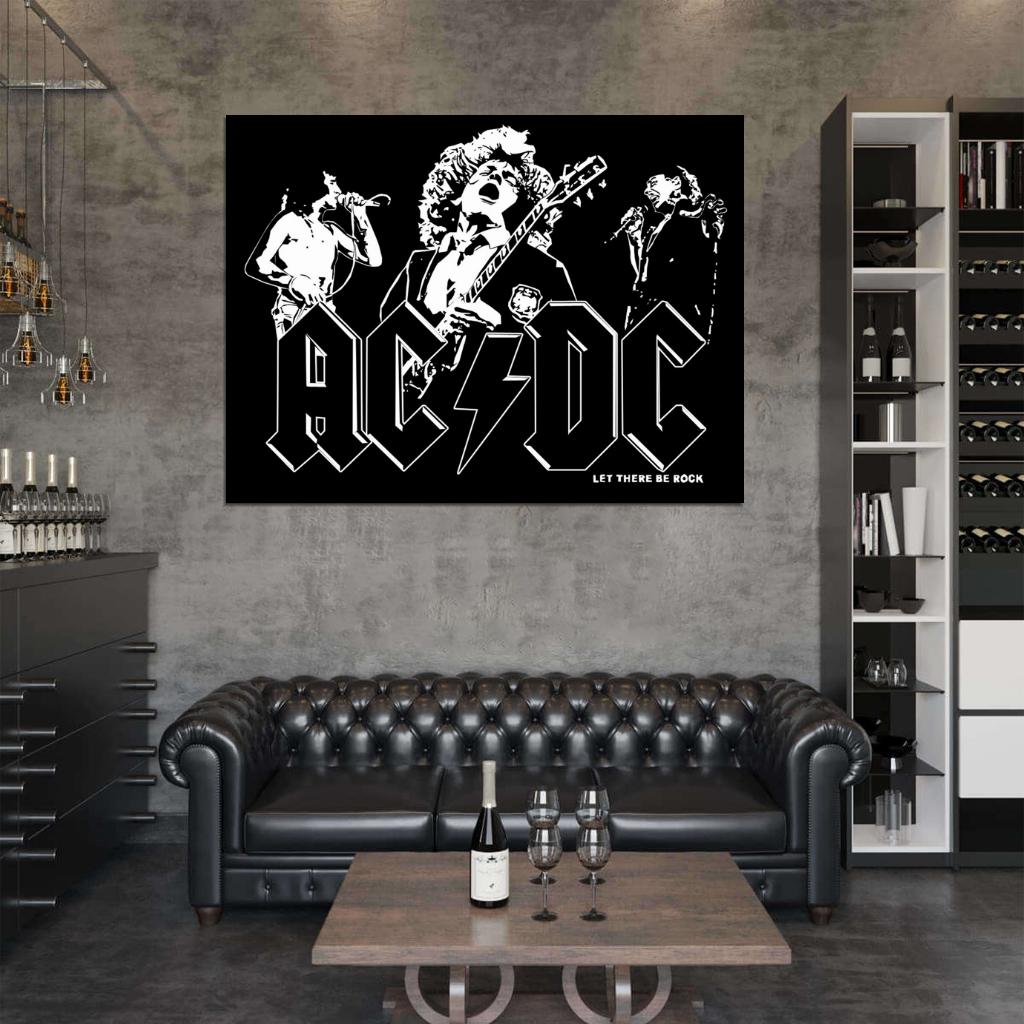 AC DC Awesome BW Art Music Hard Rock Band Wall Art Print Poster