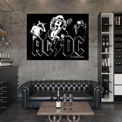 AC DC Awesome BW Art Music Hard Rock Band Wall Art Print Poster