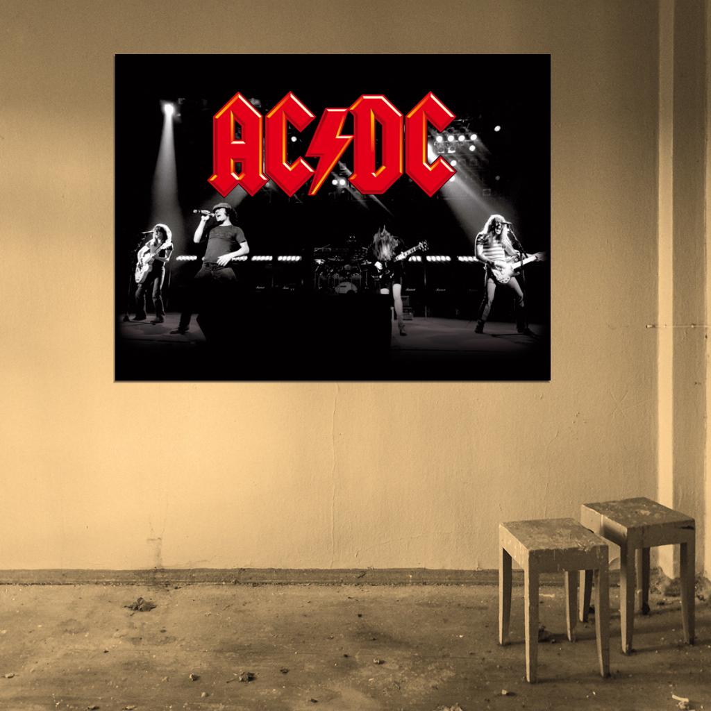 AC DC Great BW Stage Performance Music Hard Rock Band Wall Art Print Poster