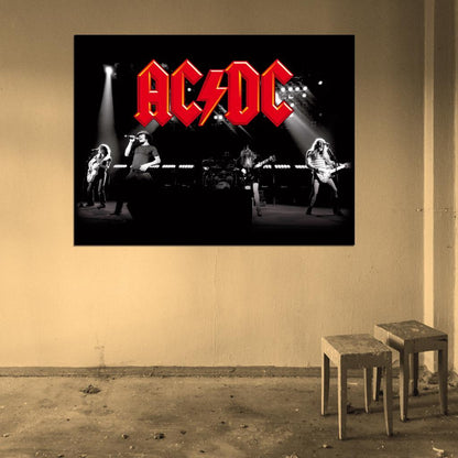 AC DC Great BW Stage Performance Music Hard Rock Band Wall Art Print Poster
