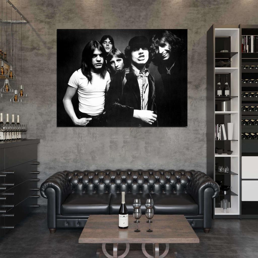 AC DC Angus Young Cheeky BW Retro Music Hard Rock Band Wall Art Print Poster