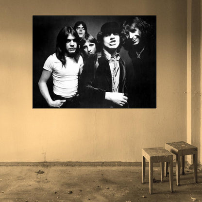 AC DC Angus Young Cheeky BW Retro Music Hard Rock Band Wall Art Print Poster