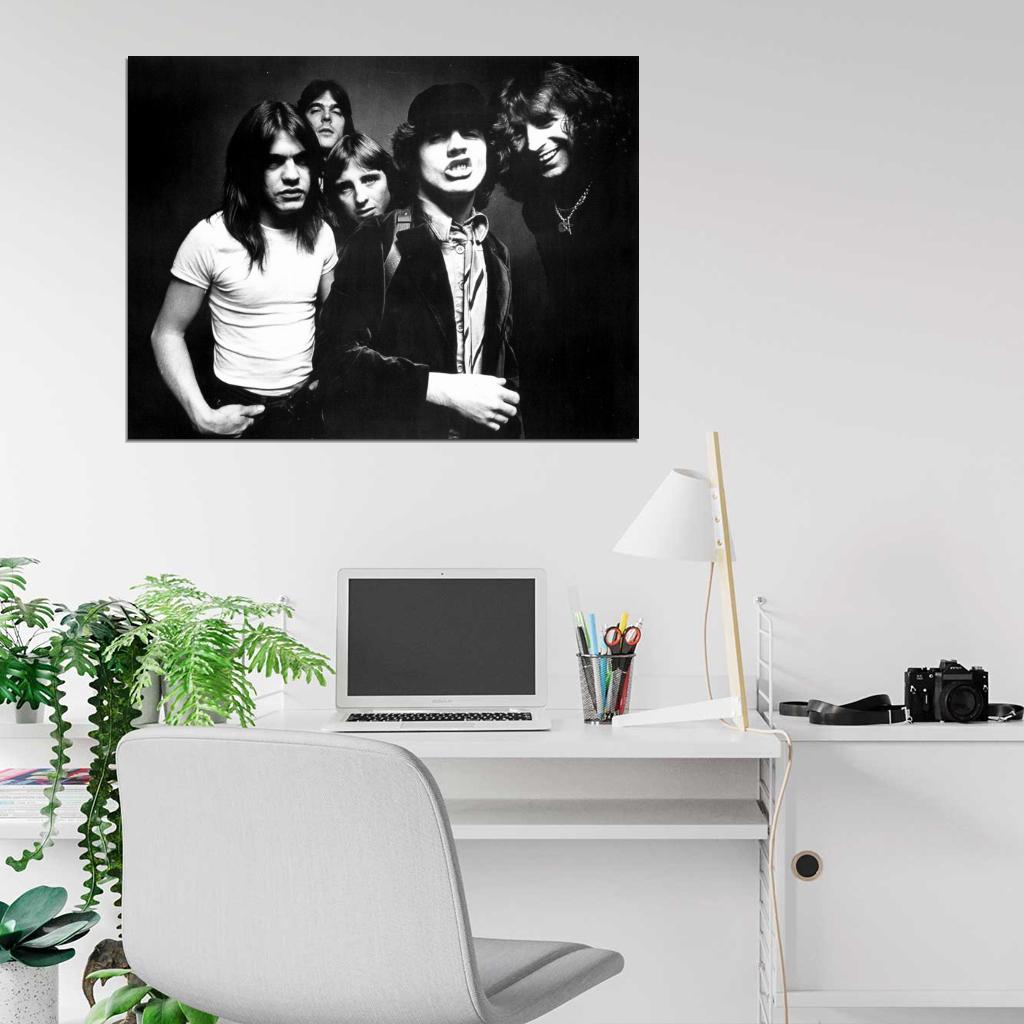 AC DC Angus Young Cheeky BW Retro Music Hard Rock Band Wall Art Print Poster