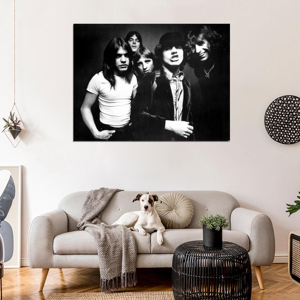 AC DC Angus Young Cheeky BW Retro Music Hard Rock Band Wall Art Print Poster