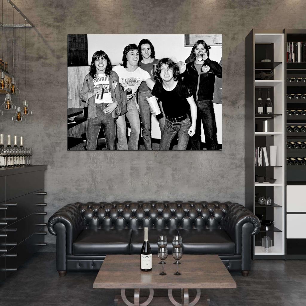 AC DC Rare Malcolm Angus Young Retro Hard Rock Band Wall Art Print Poster