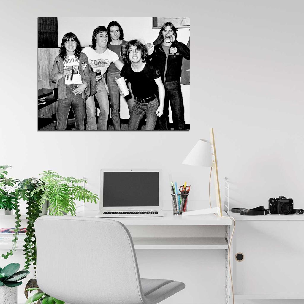 AC DC Rare Malcolm Angus Young Retro Hard Rock Band Wall Art Print Poster