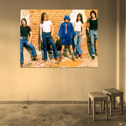 AC DC Rare Malcolm Angus Young Retro Hard Rock Band Wall Art Print Poster