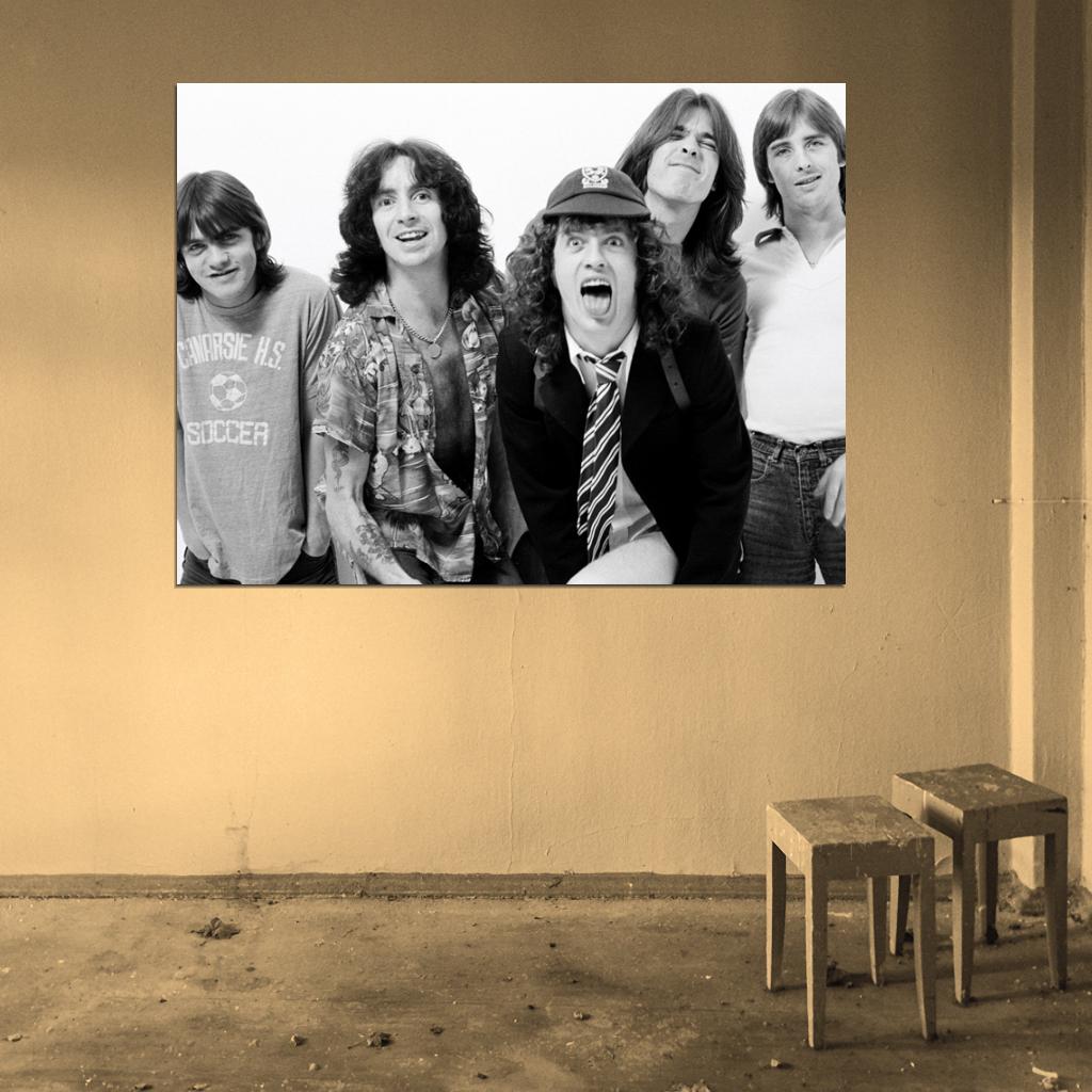 AC DC Malcolm Angus Young Larry Van Kriedt Retro Band Wall Art Print Poster