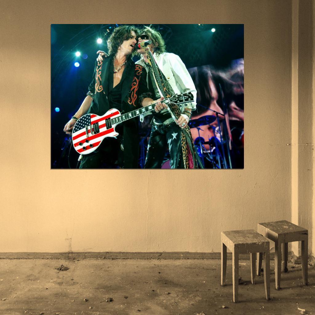 Aerosmith Steven Tyler Joe Perry Stage Retro Band Wall Art Print Poster