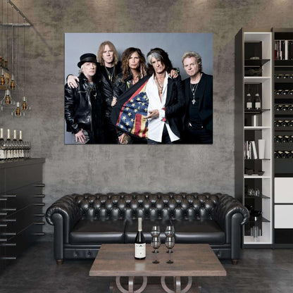 Aerosmith Steven Tyler Awesome USA Flag Retro Band Wall Art Print Poster