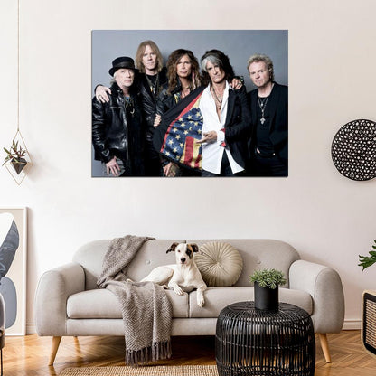 Aerosmith Steven Tyler Awesome USA Flag Retro Band Wall Art Print Poster