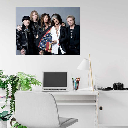 Aerosmith Steven Tyler Awesome USA Flag Retro Band Wall Art Print Poster