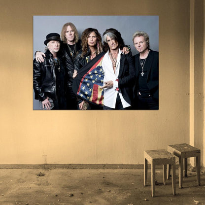 Aerosmith Steven Tyler Awesome USA Flag Retro Band Wall Art Print Poster