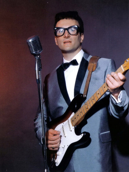 Buddy Holly Guitar Microphone Retro Singer Music Wall Art Print Poster