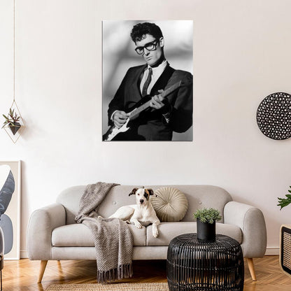 Buddy Holly Amazing Rare Portrait Guitar Retro Singer Wall Art Print Poster