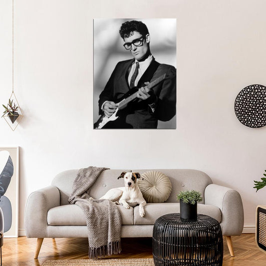 Buddy Holly Amazing Rare Portrait Guitar Retro Singer Wall Art Print Poster