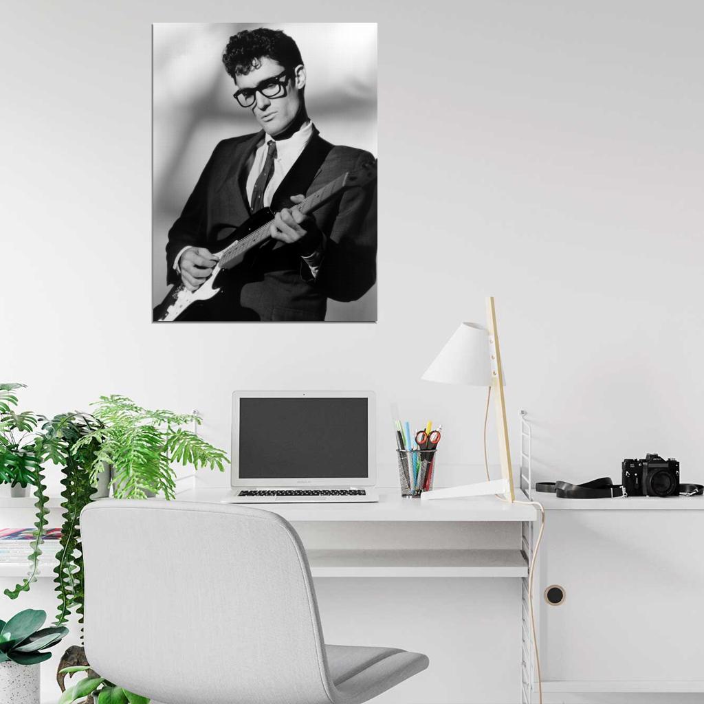 Buddy Holly Amazing Rare Portrait Guitar Retro Singer Wall Art Print Poster