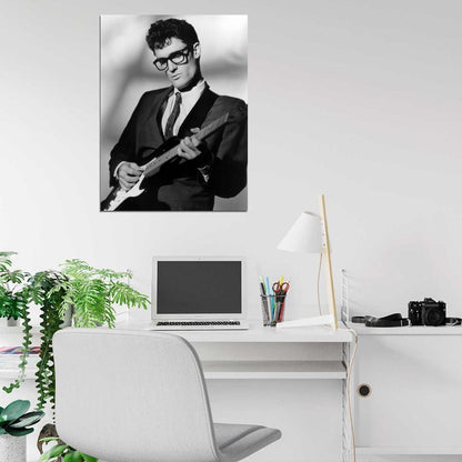 Buddy Holly Amazing Rare Portrait Guitar Retro Singer Wall Art Print Poster