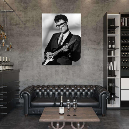 Buddy Holly Amazing Rare Portrait Guitar Retro Singer Wall Art Print Poster