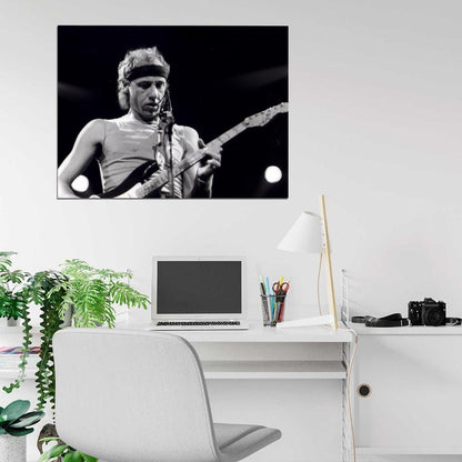 Dire Straits BW Retro Mark Knopfler Stage Rock Band Wall Art Print Poster