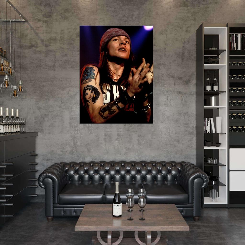 Guns n' Roses Retro Axl Rose Stage Tattoos Rock Band Wall Art Print Poster