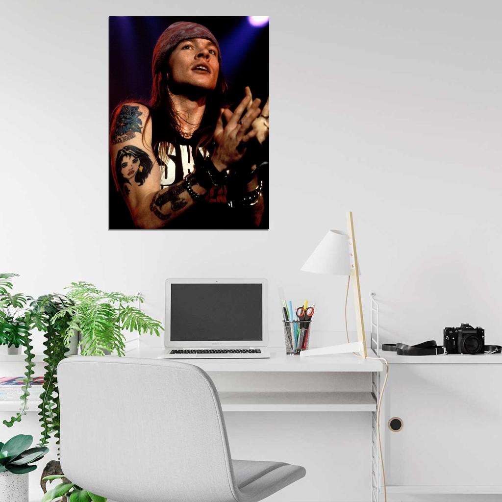 Guns n' Roses Retro Axl Rose Stage Tattoos Rock Band Wall Art Print Poster