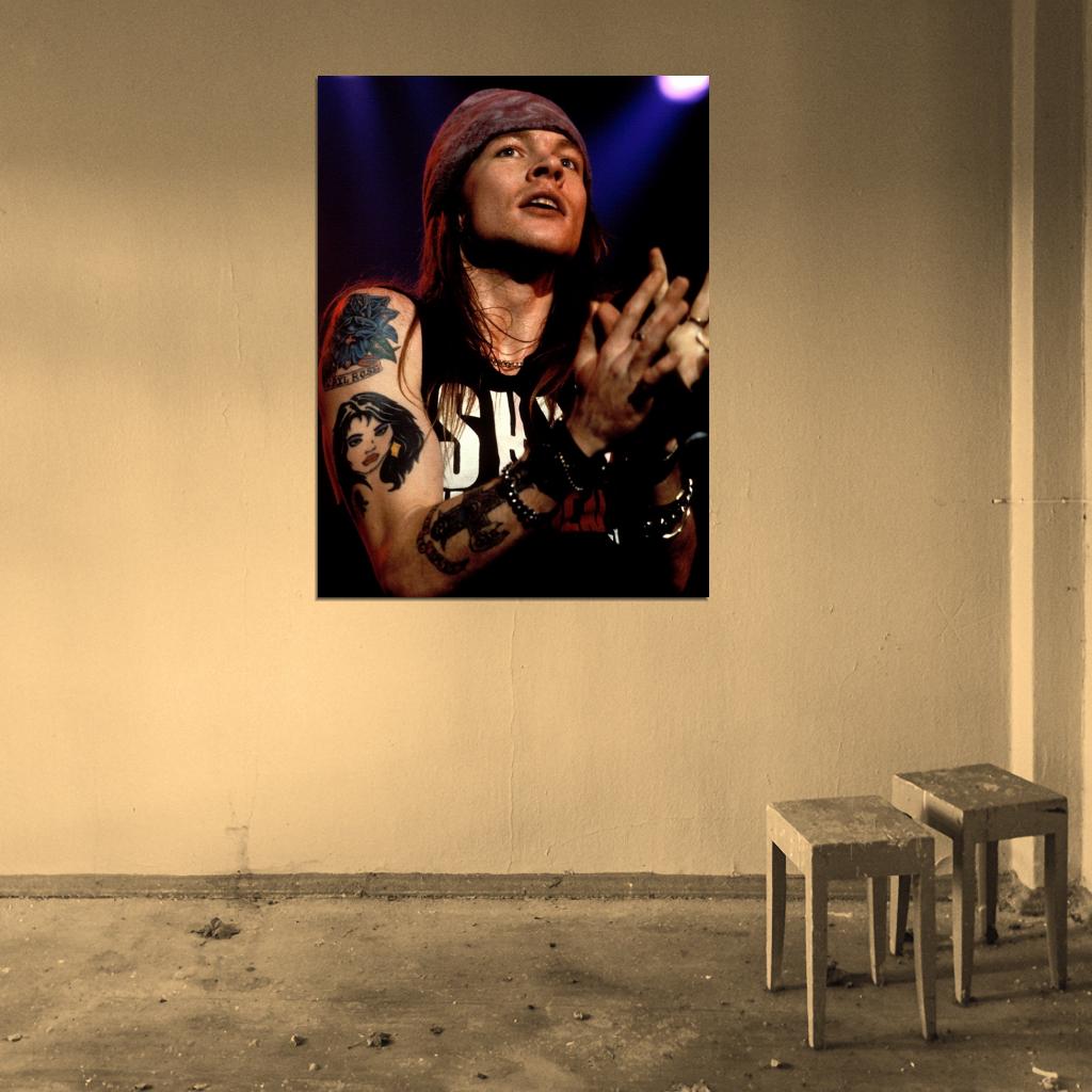 Guns n' Roses Retro Axl Rose Stage Tattoos Rock Band Wall Art Print Poster