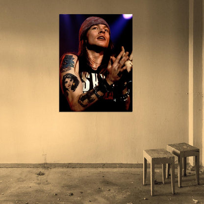 Guns n' Roses Retro Axl Rose Stage Tattoos Rock Band Wall Art Print Poster