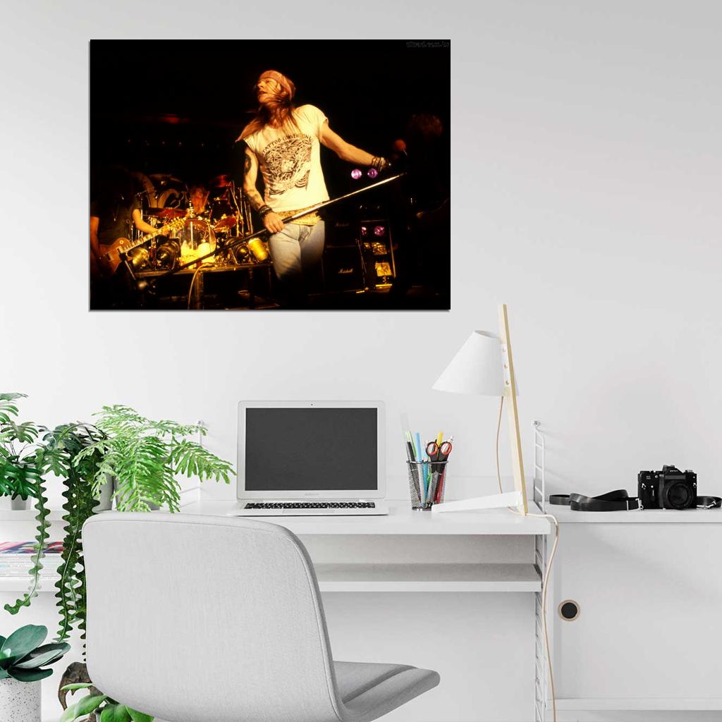 Guns n' Roses Retro Axl Rose Microphone Stage Rock Wall Art Print Poster
