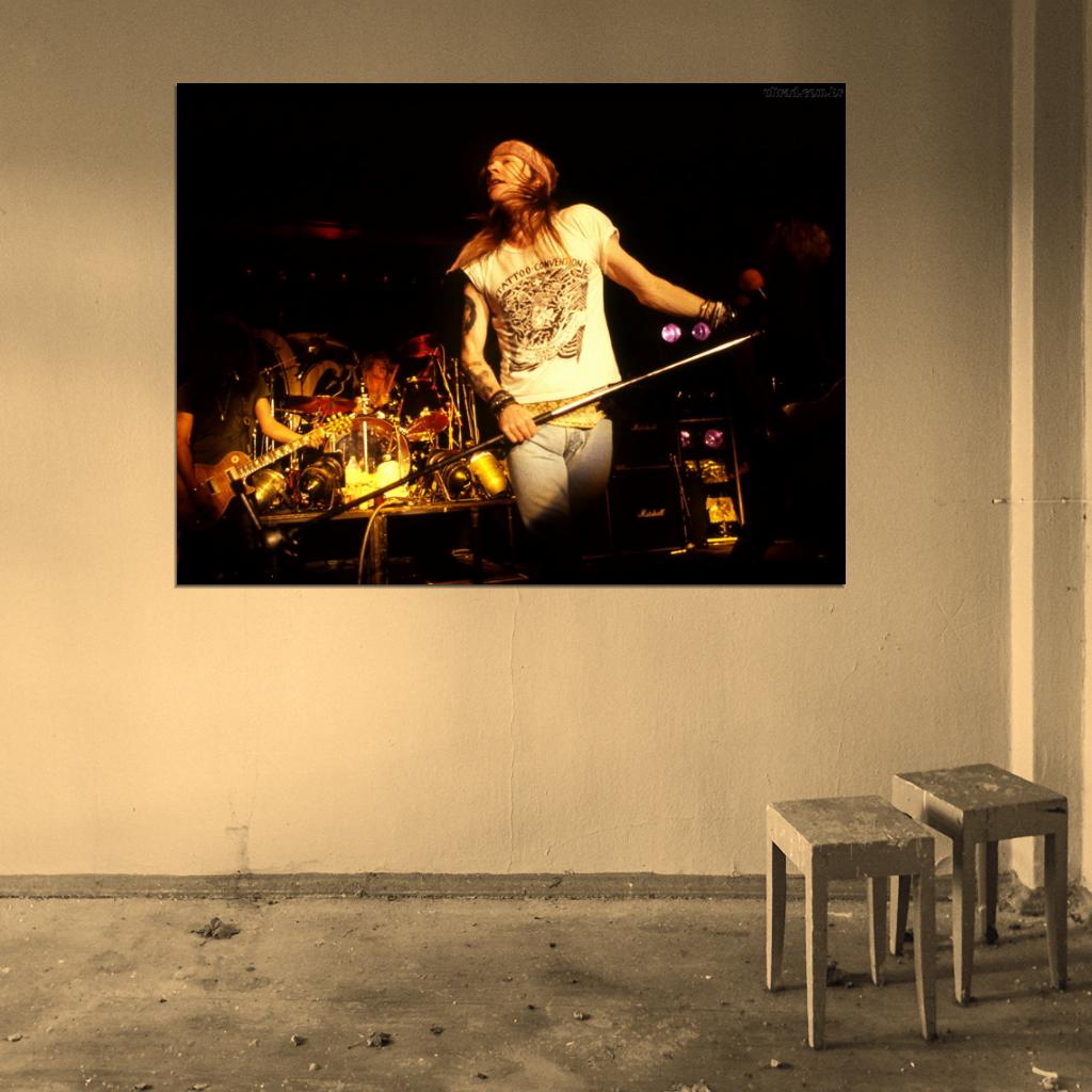 Guns n' Roses Retro Axl Rose Microphone Stage Rock Wall Art Print Poster