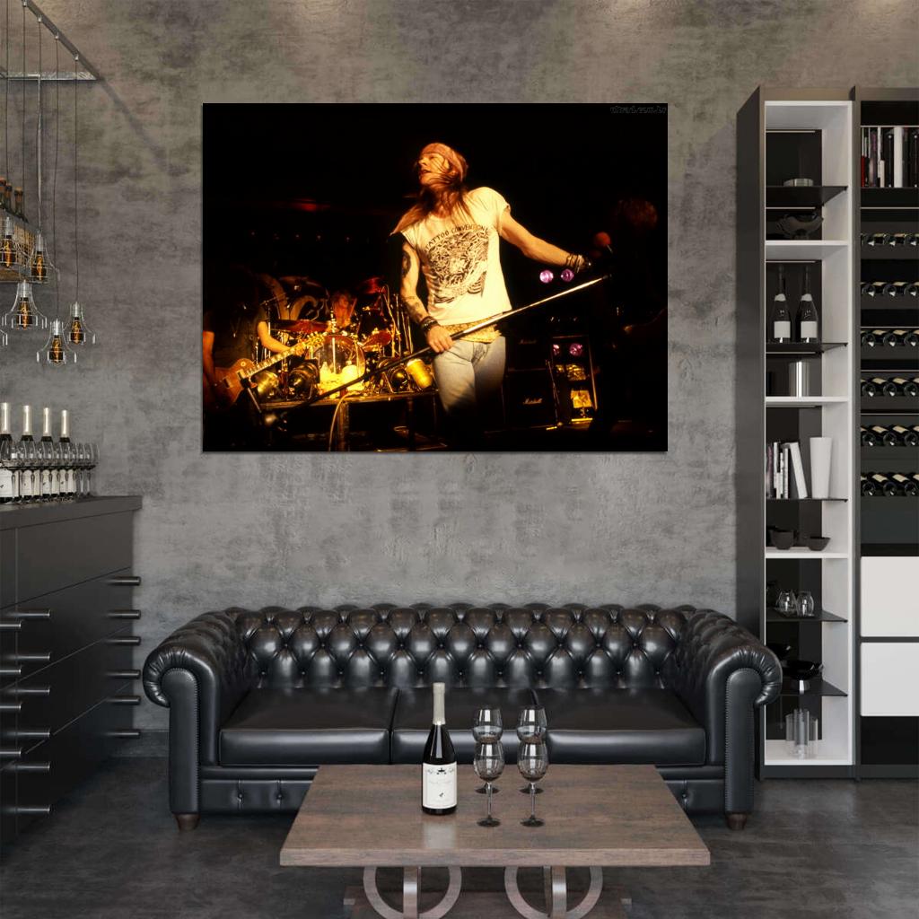 Guns n' Roses Retro Axl Rose Microphone Stage Rock Wall Art Print Poster