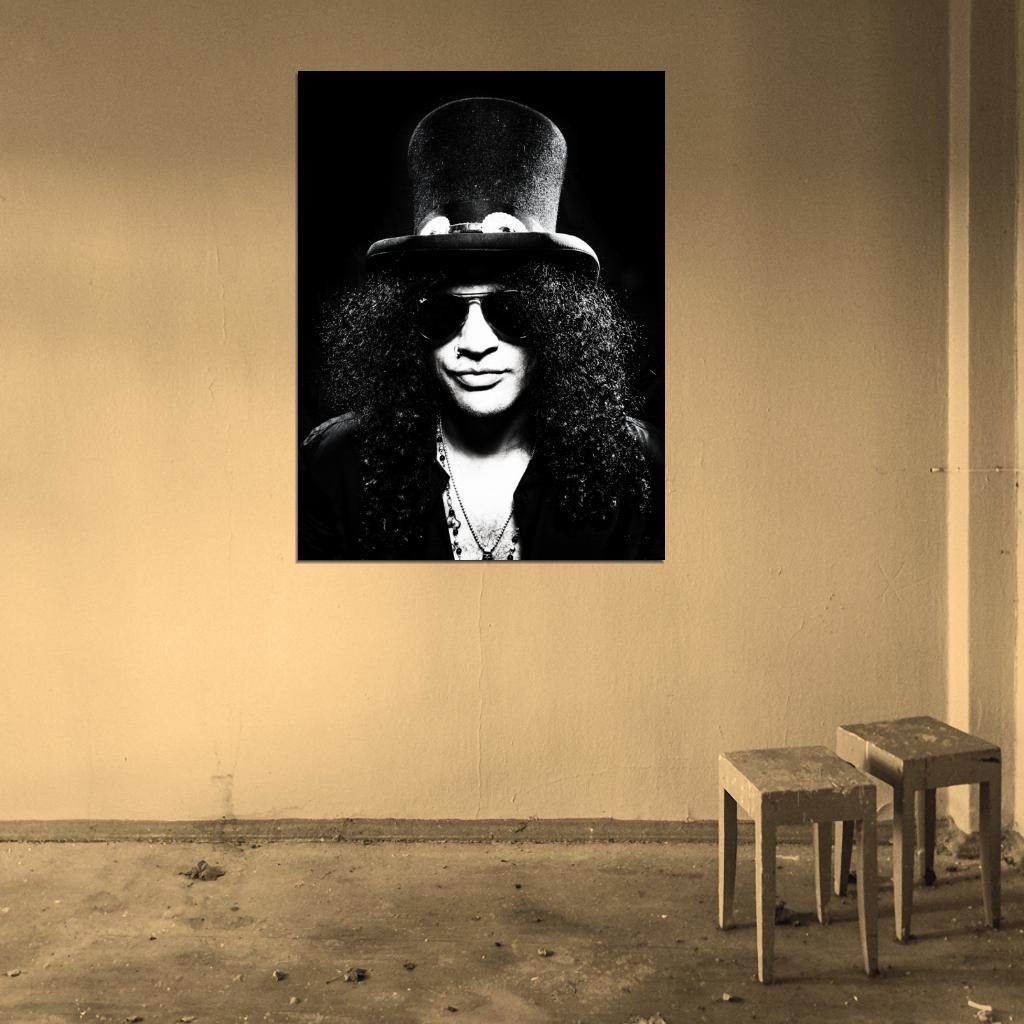 Guns n' Roses BW Portrait Slash Hard Rock Band Wall Art Print Poster