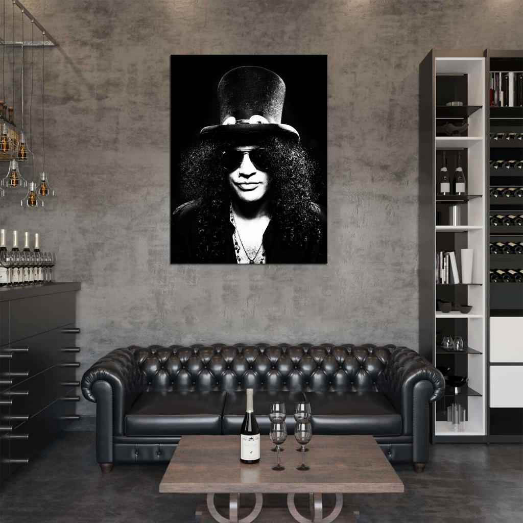 Guns n' Roses BW Portrait Slash Hard Rock Band Wall Art Print Poster